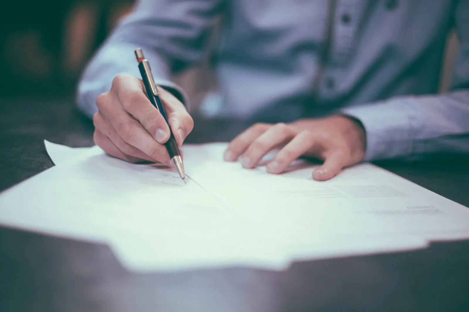 Legal documents on desk